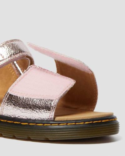 Sandalias Con Velcro Dr Martens Youth Romi Metallic Cuero Para Niños DR2136E